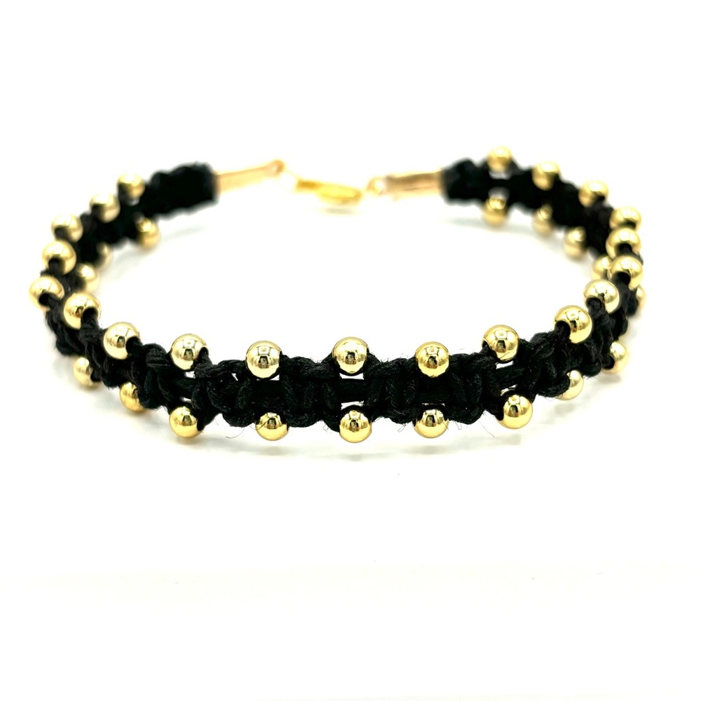 HAND CRAFTED Black Macrame Bracelet with Gold